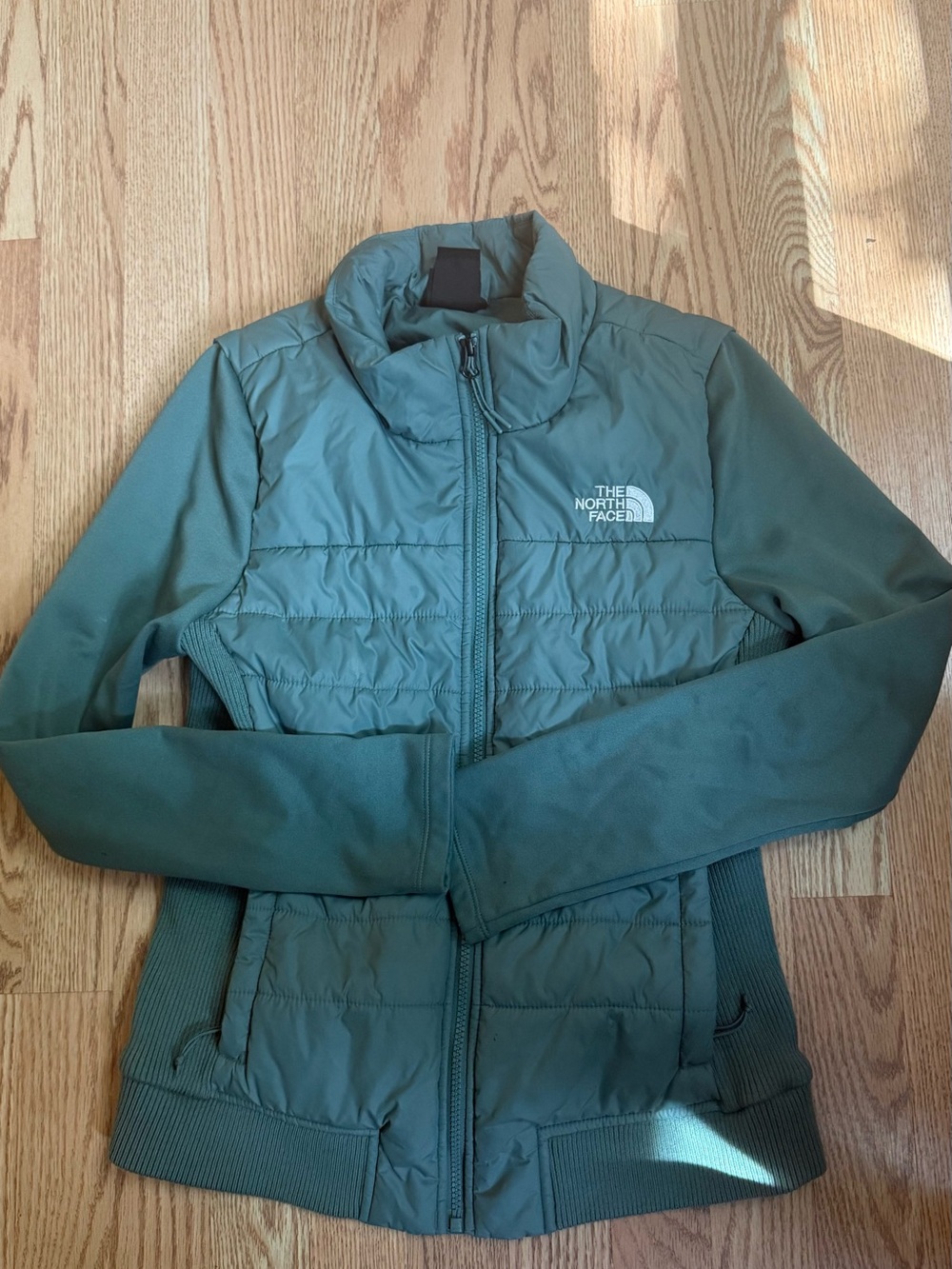 The North Face Olive Green Quilted Hybrid Jacket